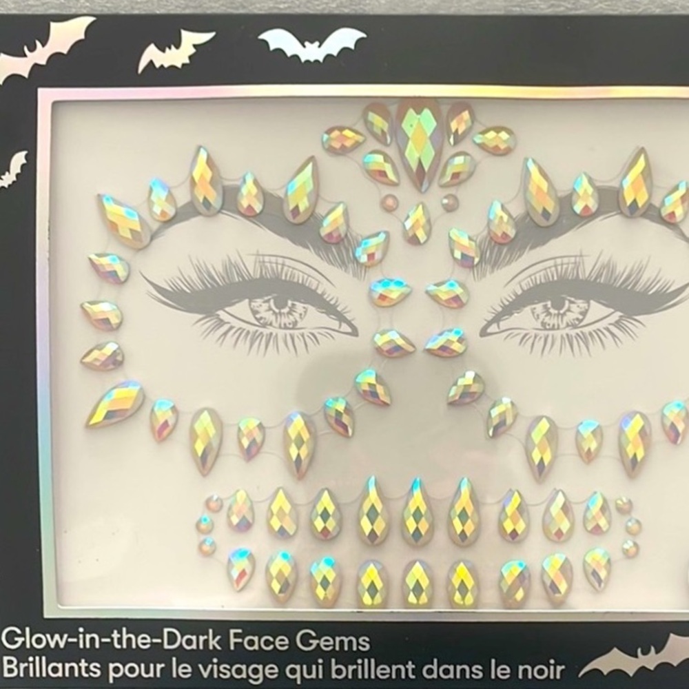 Quo Beauty Glow in the Dark Face Gems Self Adhesive Festival Rave Party NWT
